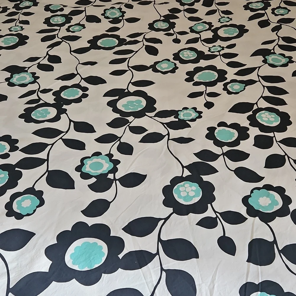 Pottery Barn Teen Nouveau Floral Teal Black Cotton Queen Duvet Cover